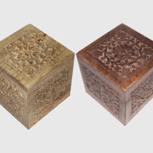 Carved Flower Wood Box