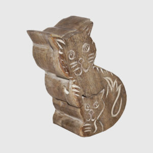 White Antique Cat Puzzle Box
